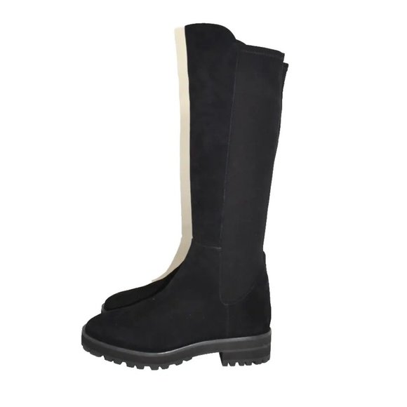 $850 Stuart Weitzman 5050 Lift Knee-Length Boots STRETCH SUEDE BLACK 9 (2) (PB2)